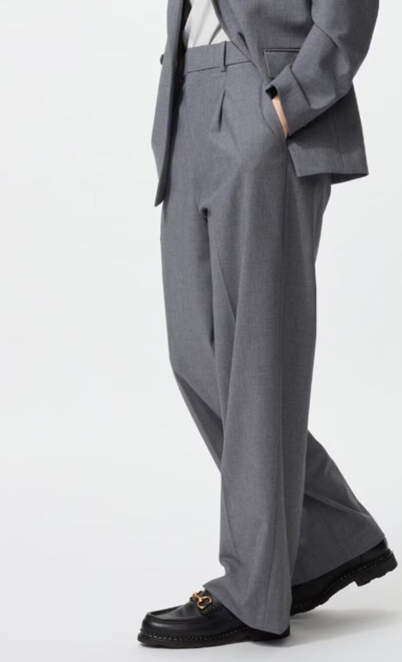 Uniqlo Pleated Wide Trousers in Gray